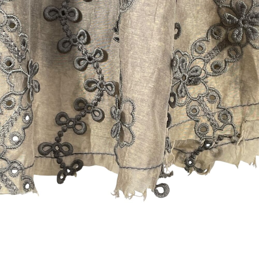 POL Mixed Media Mesh Pearl Embellished Lace Button Down Top M Boho - Picture 8 of 14